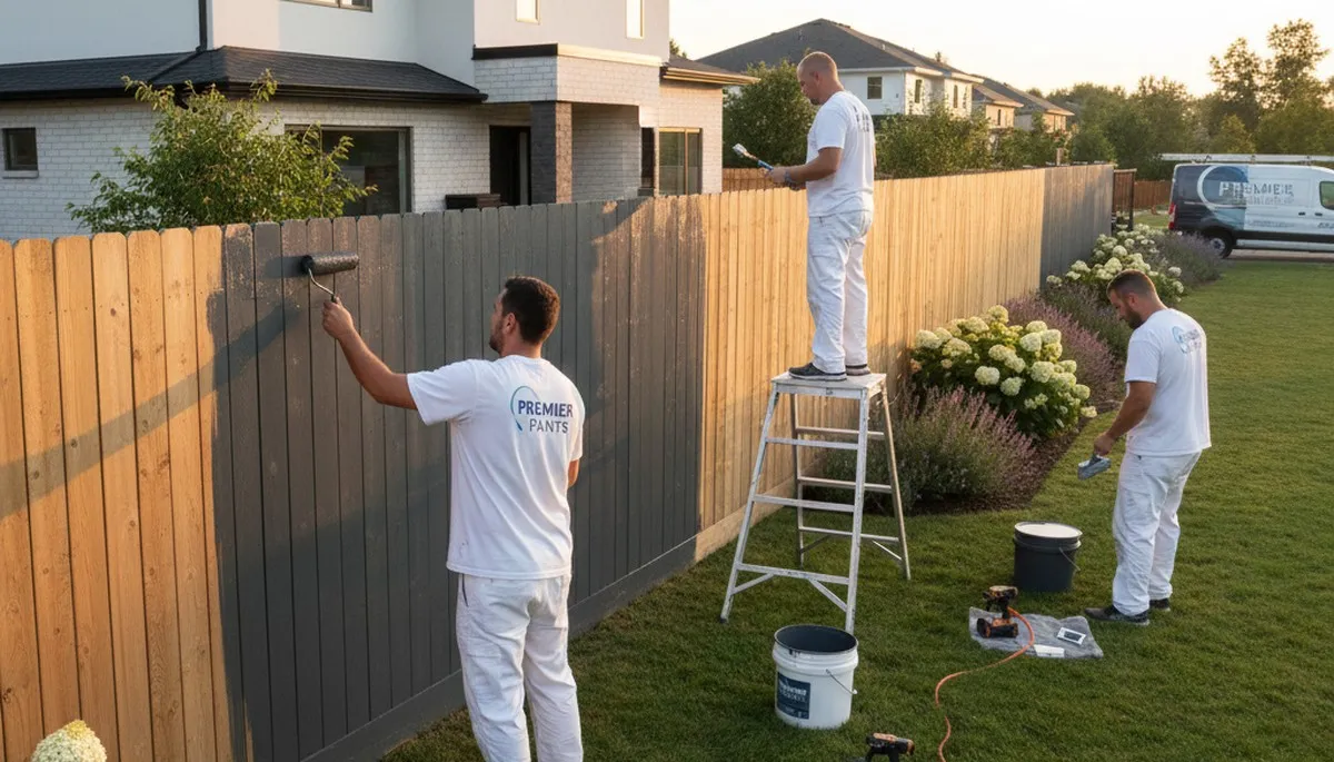 Professional fence painters in Hoboken, NJ applying weather-resistant paint for lasting curb appeal
