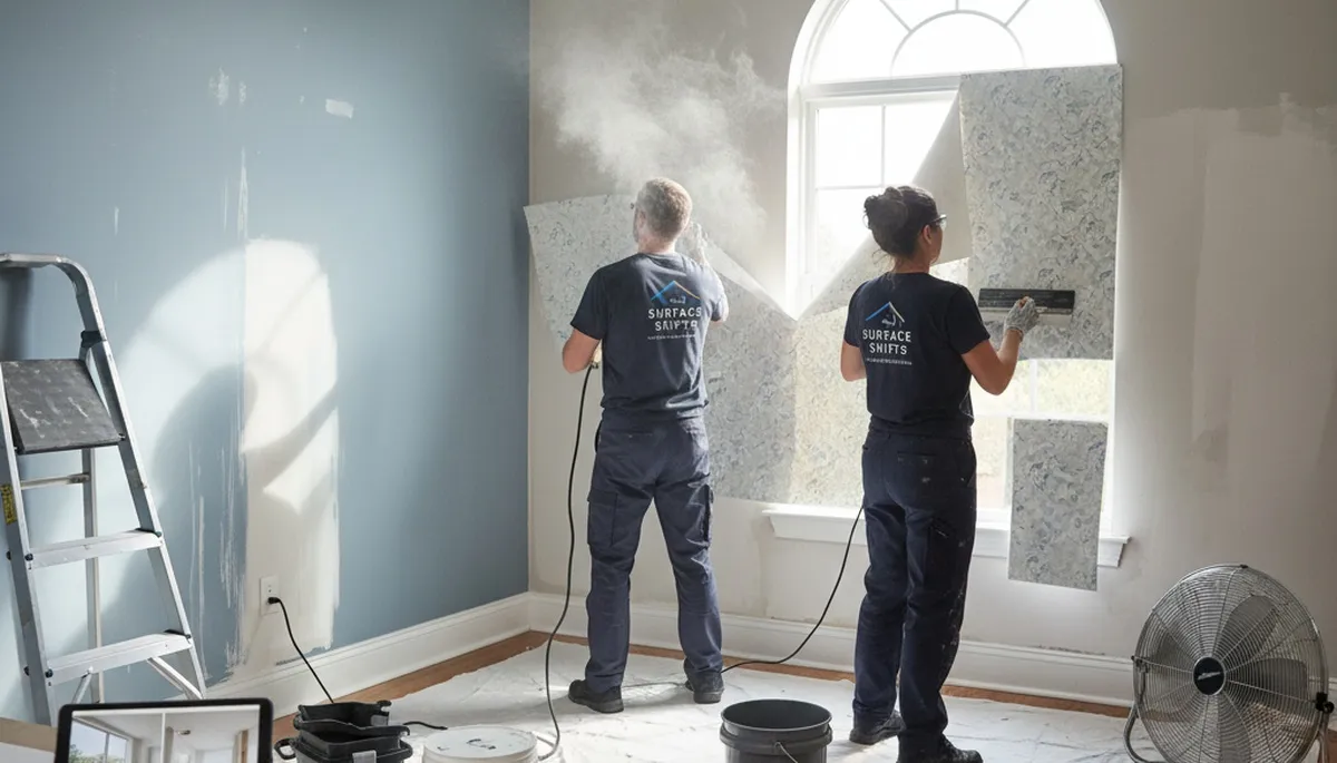 Professional wallpaper removal service in Hoboken NJ home before interior painting prep